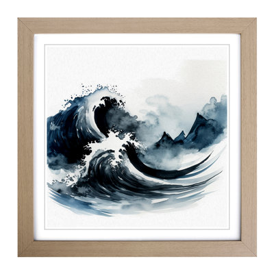Japanese Wave Ink Wash No.1 - Framed Print