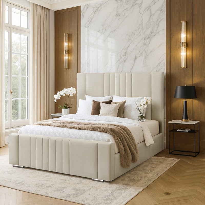 Agaro Upholstered Bed, Double (4'6), Coffee