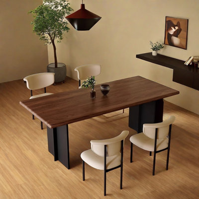 Solid wood black simple dining tables stes