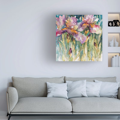 Wrapped Canvas Wall Art - Annelein Beukenkamp 'Siberian Iris Purple' Wall Art for Living Room, Bedroom, or Office Décor - 24x24