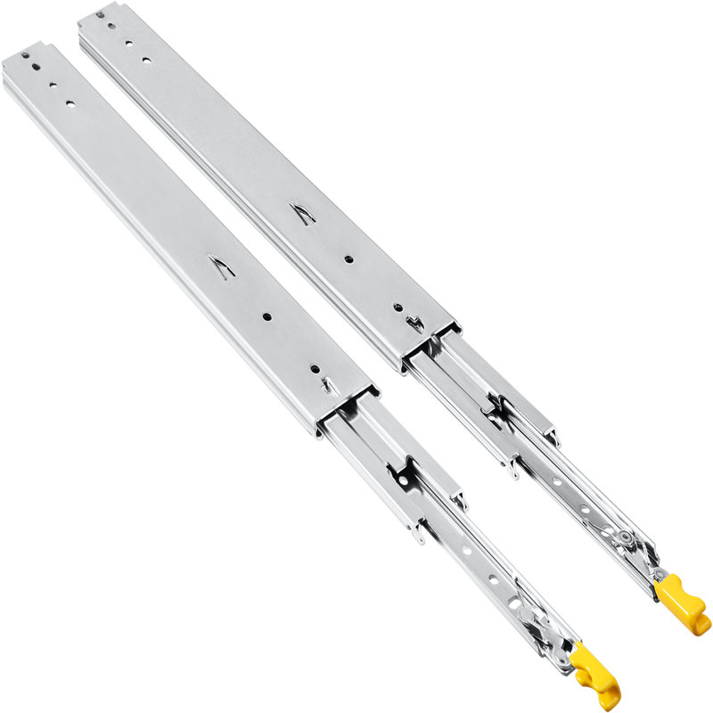 Glissière en métal pleine extension à fermeture latérale, H 0,75 po x l 72 po x P 3 po
