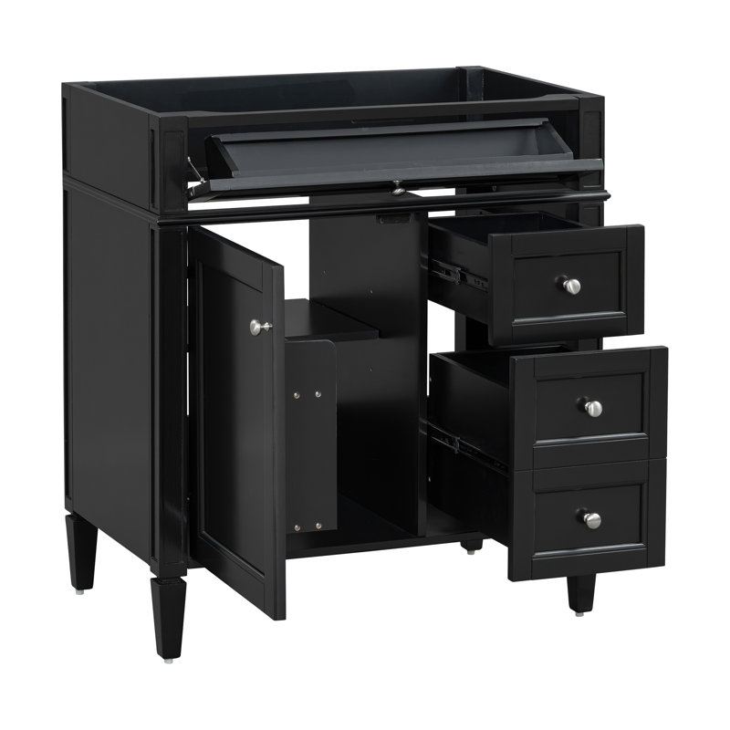 Meuble-lavabo moderne de 2 po | armoire de rangement avec 2 tiroirs et tiroir basculant | lavabo supérieur non inclus | peu encombrant