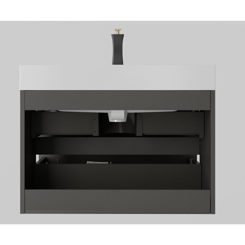 Meuble-lavabo 30 po avec lavabo, Blanc, Gris
