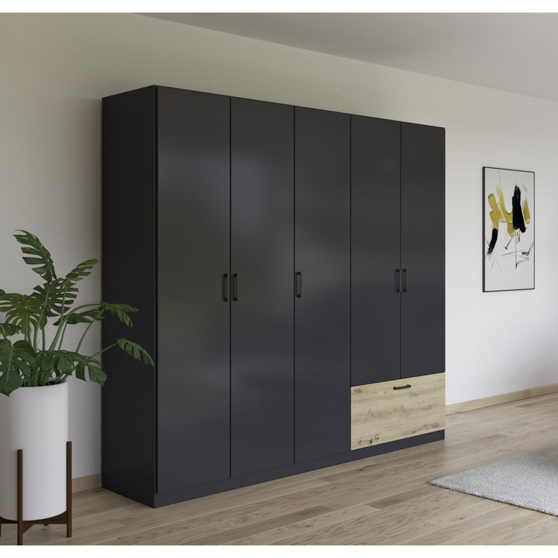 Bari Wardrobe, Gray metallic/Oak artisan
