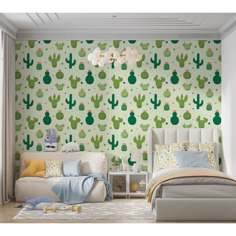 Premium Wallpaper Wall Mural - Cactus Pattern, 96" L x 120" W