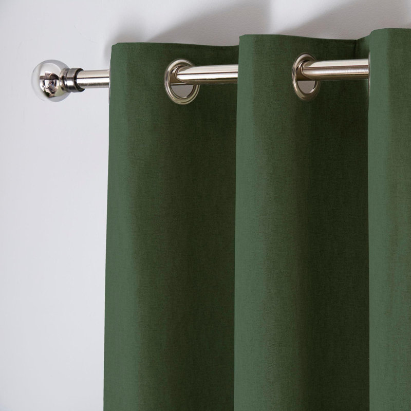 Cannes 100% Cotton Blackout Sliding Panel Pair, Green, 84cm Width x 183cm Drop