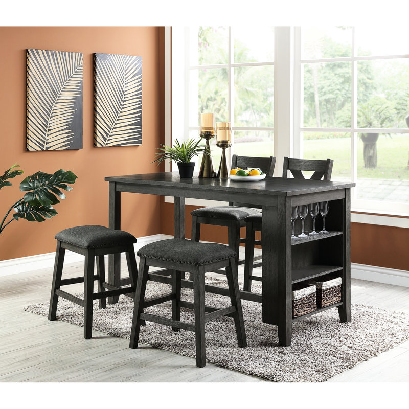 2 tabourets de comptoir de salle à manger modernes, finition grise, chaises en bois massif, 2 pièces,