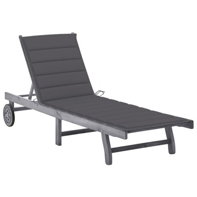 Chaise longue simple en acacia 80 po avec coussins Prshant