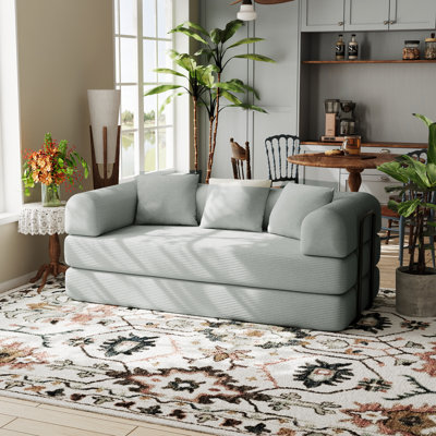 Adame Boneless 79'' Convertible Sleeper Sofa Bed Folding Compression Couch With 3 Pillows Small Living Room Sofa Playroom Couch
