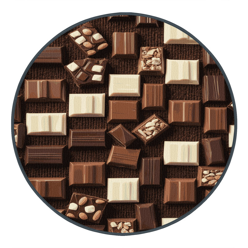 Washable Chocolate Bars Desserts Area Rug, Square 8'
