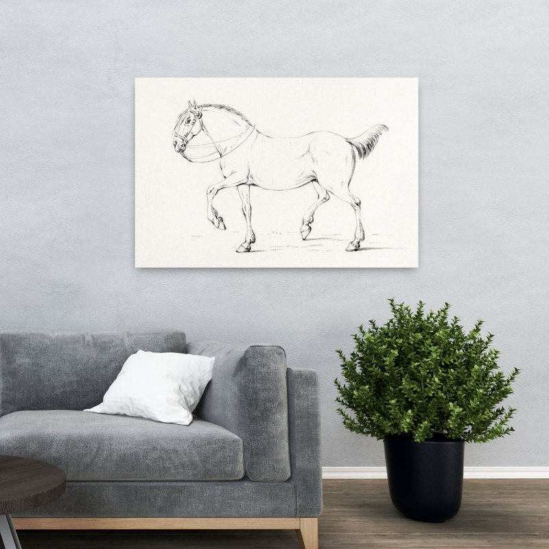 Cheval pas à pas classique rétro, art mural rétro, H 48 po x l 32 po