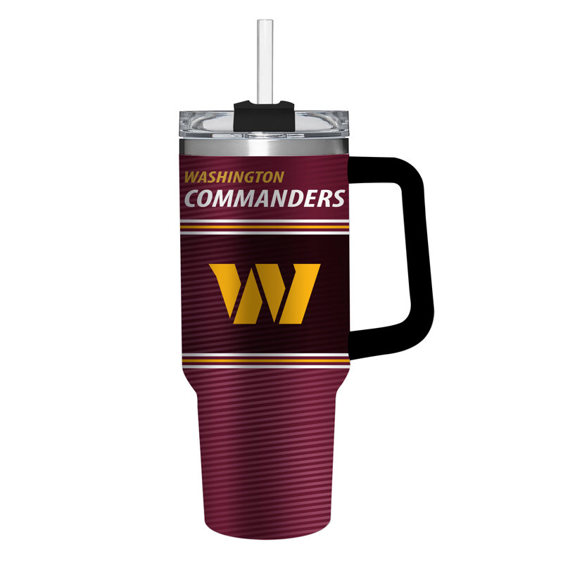 40 oz Gobelet de voyage en acier inoxydable avec paille NFL, NFL Commanders de Washington