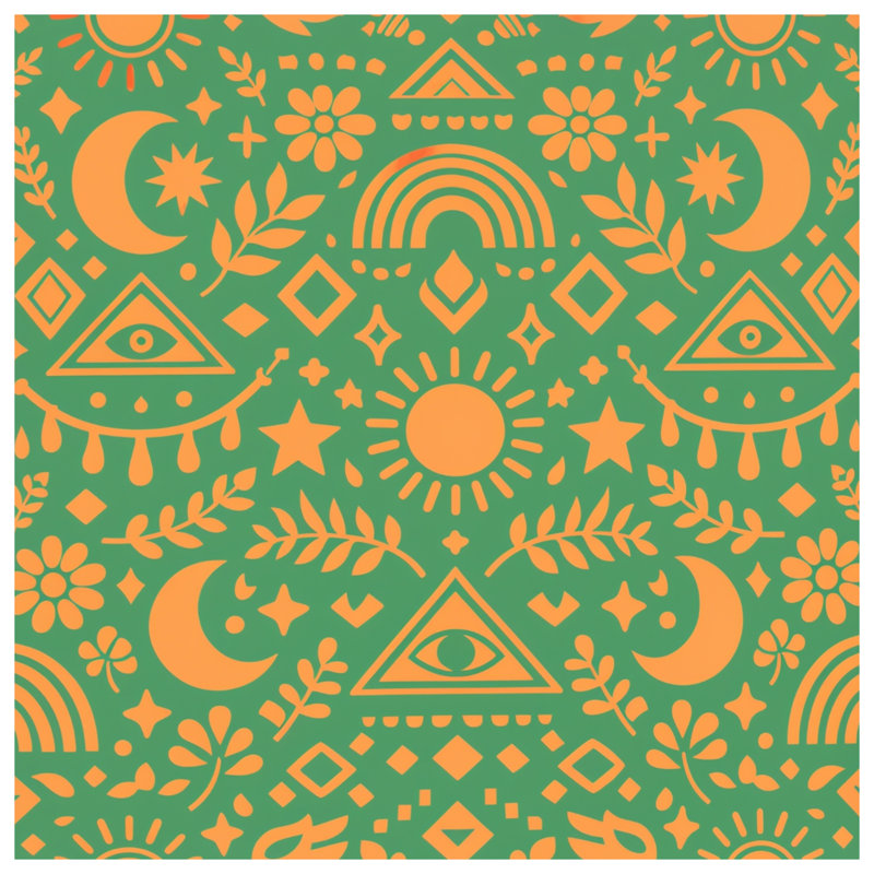 Couvre-lit matelassé vert / orange à motif bohème toutes tailles, Twin