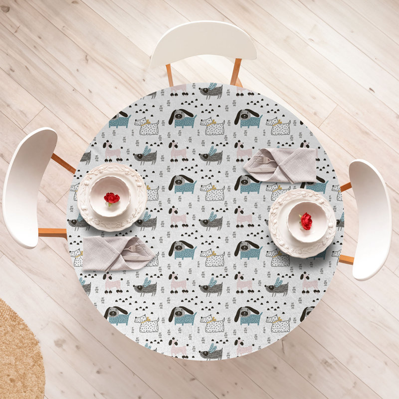 East Urban Home Scandinavian Fitted Round Tablecloth Multicolor 72958, 67.72" Round