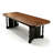 Nut-brown+Black Rectangular Solid Wood Dining Table-189984185