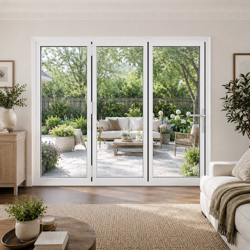 Porte pliante blanche l 96 po x H 80 po pliante à droite en aluminium pliable (3 + O), Standard, Côté droit