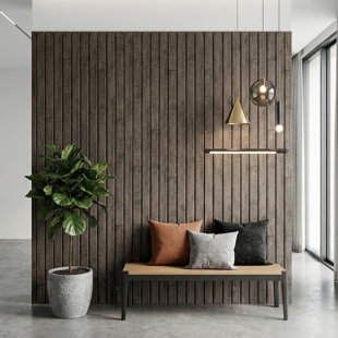 4-Piece Wood-Look Slat Wall Panels 7.4" x 106" – Decorative Interior Wall & Ceiling Paneling, MDF with PVC Finish (21.5 sq.ft. Coverage)