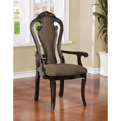Chaise avec accoudoirs à dossier en tissu d'ameublement Galeene