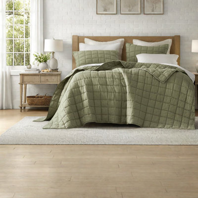 Premium Linen Bedding Sets, Olive Green Quilt With Breathable Comfort For Home