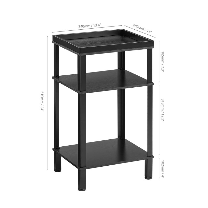 Table de bout polyvalente brun rustique - Conception industrielle peu encombrante pour n'importe quelle pièce, Noir