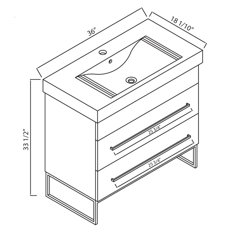 Taft Avenue 36'' Single Bathroom Vanity with Ceramic Top, Gray Marble, Polished Chrome