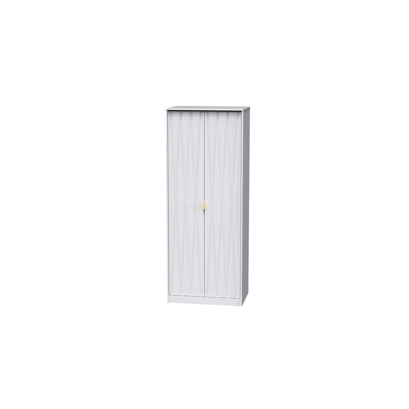 Fully Assembled Fellgren Diamond 2 Door Wardrobe, White Matt Veneer