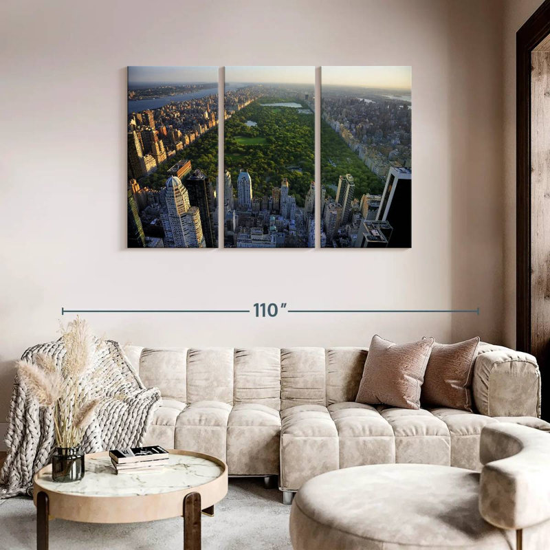 Central Park - Ensemble de 3 toiles tendues, H 48 po x l 74 po x P 1,25 po