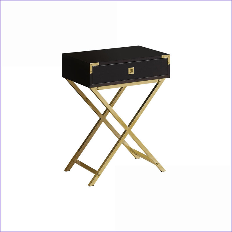 Table basse espresso peu encombrante avec pieds et tiroir en métal doré pour le salon / la chambre à coucher