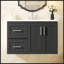 Meuble-lavabo mural 36 po avec 2 tiroirs, lavabo simple en céramique à 3 trous et tablette réglable pour un rangement moderne-502381880