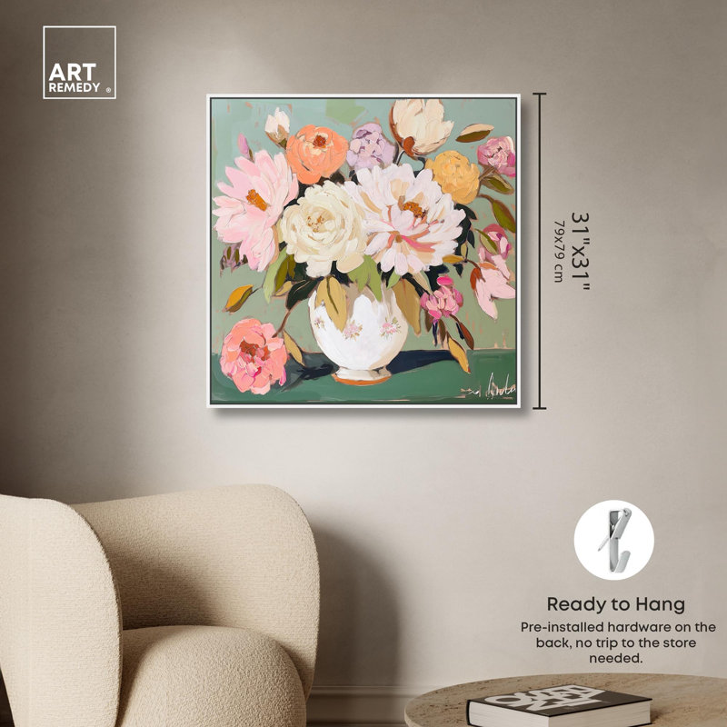 Vases de fleurs modernes en toile teinté de rose Horizon II par Art Remedy, H 31 po x l 31 po x P 1,8 po