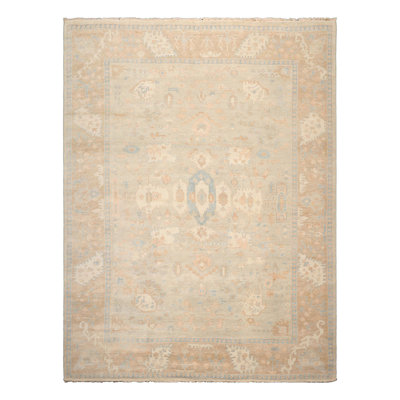 Tapis multicolore en laine délavé gris Oushak