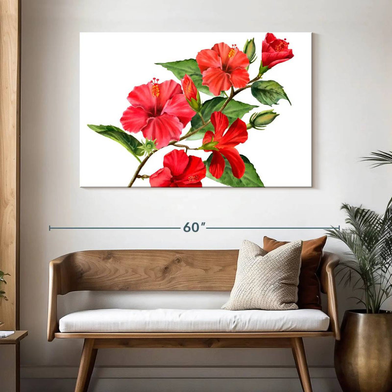 Branche de fleur d'hibiscus, H 32 po x l 48 po