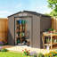 Aseya 7 x 4ft Metal Garden Shed Waterproof Galvanised with Vents Brown