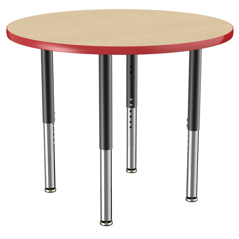Table ronde à hauteur réglable, 36", Maple/Red/Black, Super