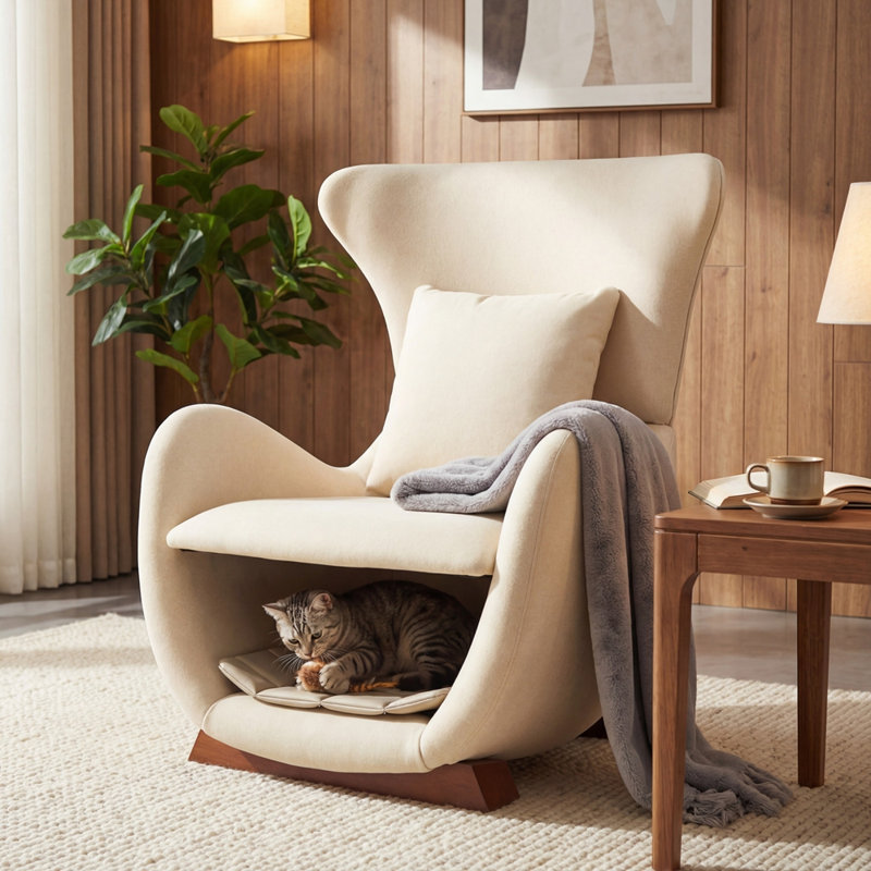 Chaise d'appoint moderne en polyester avec espace pour animaux de compagnie / rangement - capacité de 330 lb, chaise longue de salon, conception élégante et durable