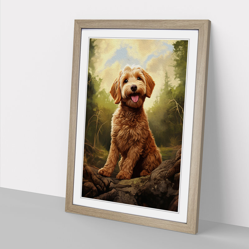 Labradoodle Digital No.2 - Framed Print, Oak, 34cm H x 25cm W x 2cm D