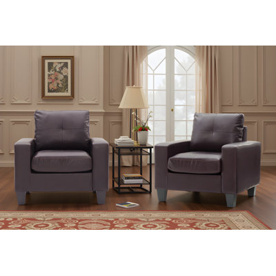Ensemble de 2 fauteuils club en similicuir Worthen