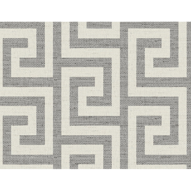 Lillian August Ink Luna Retreat Greek Key Embossed Vinyl Unpasted Wallpaper, Beige/White