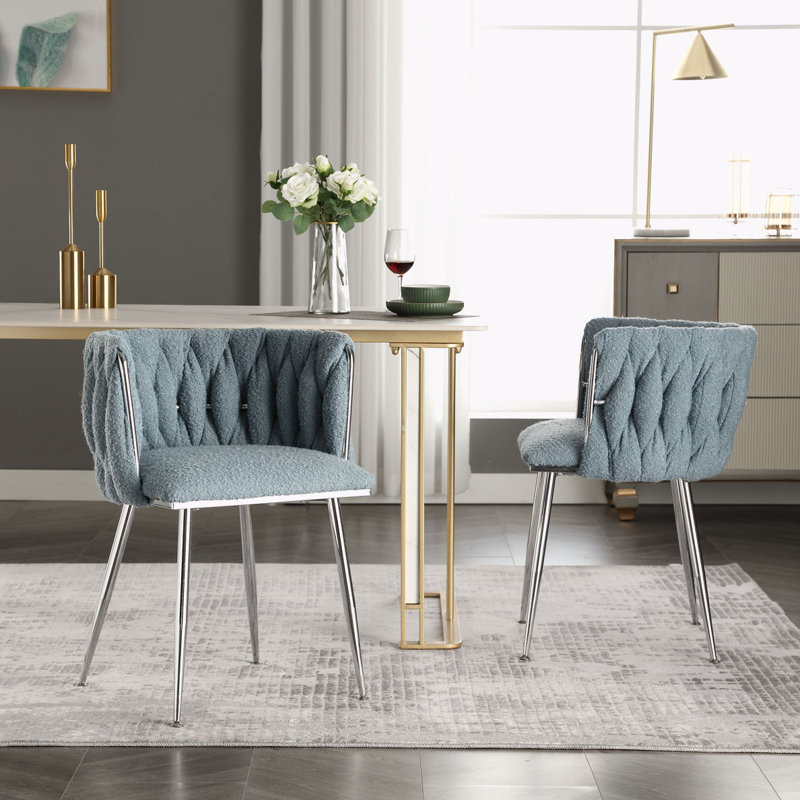 Fauteuil de 21,26 po de large Valeen, Tissu bouclé bleu clair