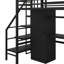 Lit mezzanine en métal avec table de travail, tablette de rangement, garde-robe et escalier-1024273738