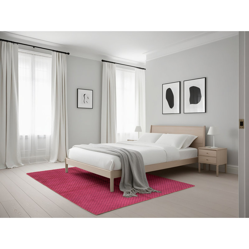 Tapis de zone rose contemporaine, Rectangle 5 pi x 7 pi
