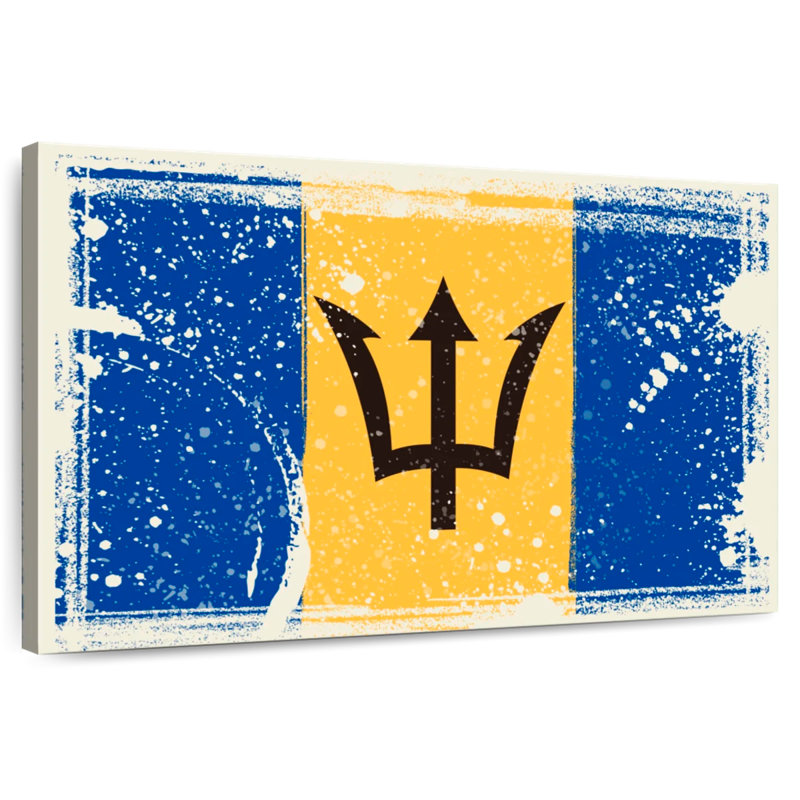 Borges Splattered Barbados Flag, 16" H x 24" W