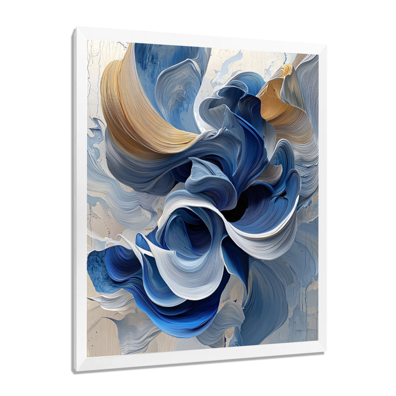«Sieber», reproduction d'art sur toile abstraite, H 44 po x l 34 po, Picture Framed, Blanc