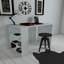 Bureau d'étude moderne et polyvalent, blanc, 35,4 po x 27,6 po x 19,7 po | 100% panneau de particules enduit de mélamine, épaisseur: 0,7 pouce | Nombreuses tablettes et rangement supplémentaire, conception élégante pour le bureau à domicile et les espaces d'étude