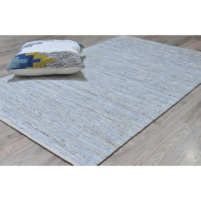 Tapis gris tissé à plat à la main Meier