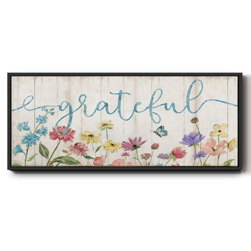 Grateful Wildflowers- Framed Canvas, 12" H x 30" W