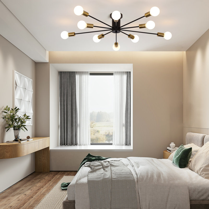 Lorise 10 - Light Dimmable Sputnik Sphere Chandelier, Black/Gold