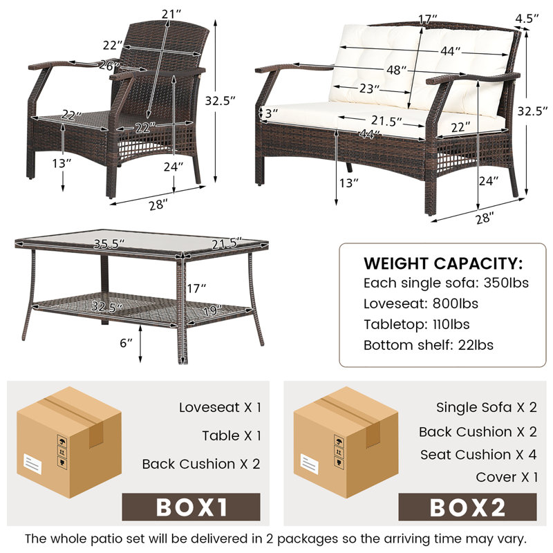 4 - Person Patio Conversation Set with Cushions