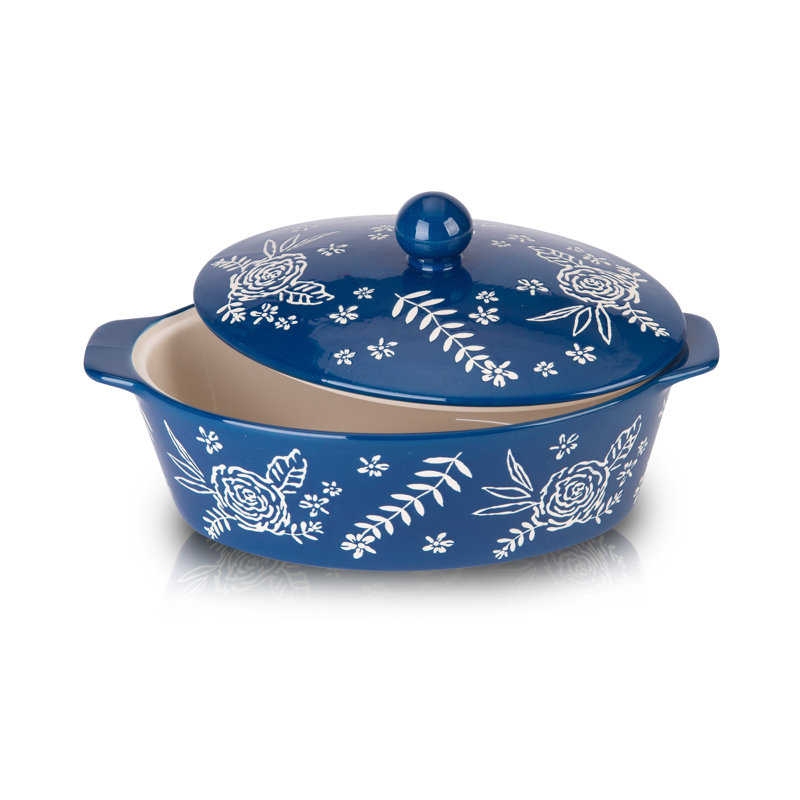 Plat de cuisson en grès ovale Wisenvoy, Bleu