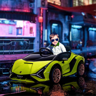 Aosom Lamborghini SIAN Licensed Kids Ride On Car, 12V Battery Powered Electric Sports Car Toy With Remote Control, Horn, Music, & Headlights For 3-5 Years Old， Green